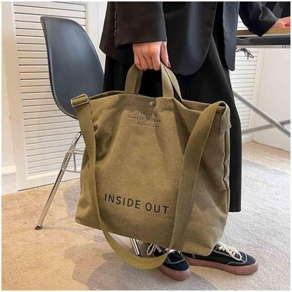 Women Large Canvas Tote Handbags Casual Shoulder Work Bag Crossbody Top - Picture 3 of 8